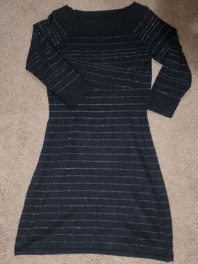 WHITE HOUSE BLACK MARKET BLACK AND SILVER DRESS
